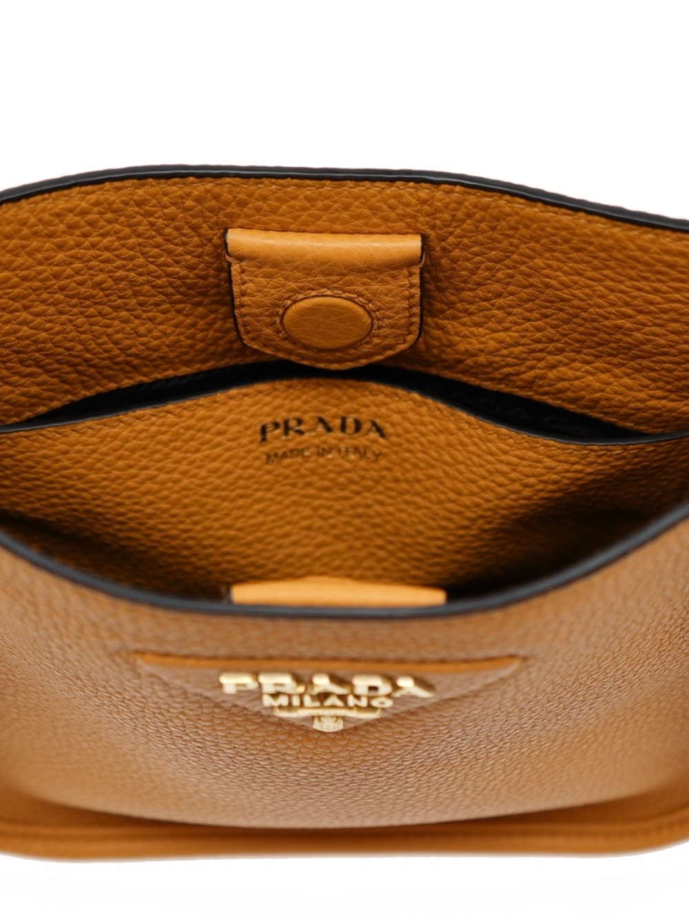 Prada Shoulder Bag Guitar Strap Light Brown Leather Small 1BH191 New - Picture 8 of 8